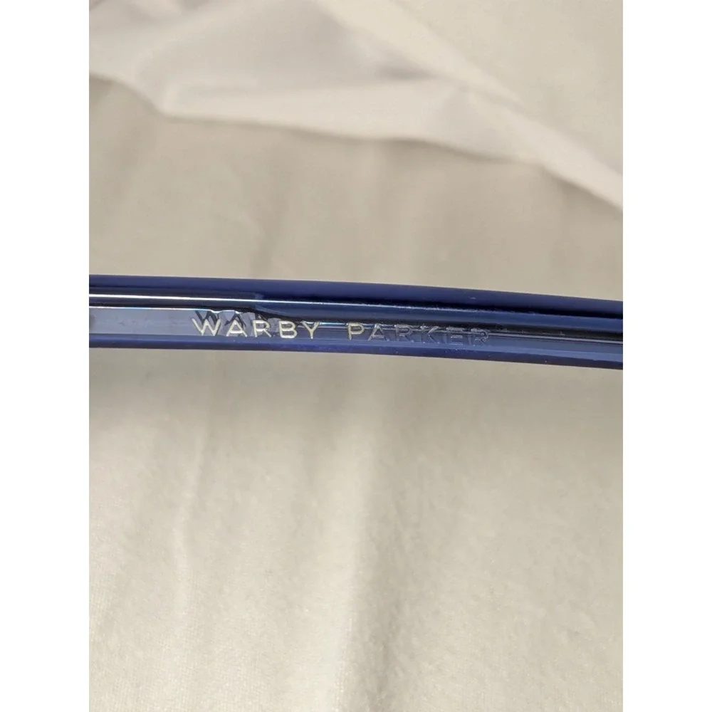 Warby Parker WP Blue Gray Clear Oval Frame Eyeglasses Lyle‎ 370 47 18 140